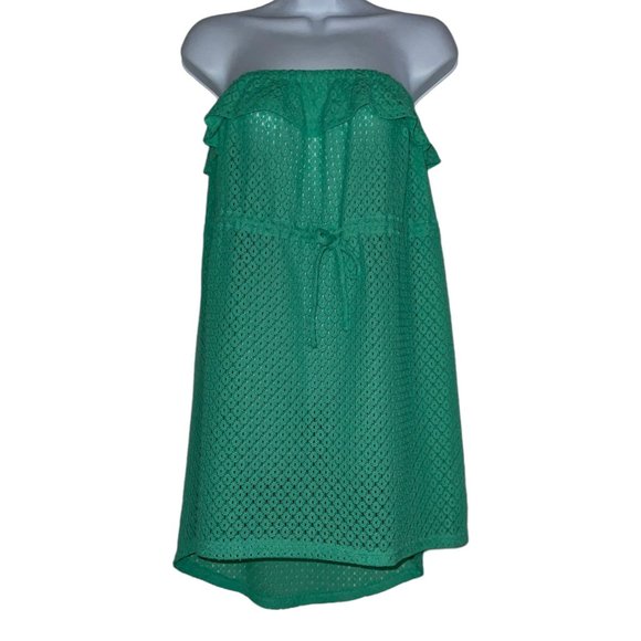 OP Ocean Pacific Seafoam Green Strapless Coverup Juniors M 7 9 Tie Elastic Sheer - Picture 1 of 9